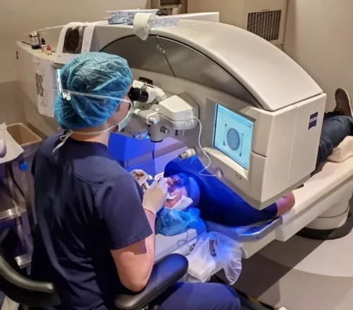 Dr. Hamilton performing a procedure on a patient