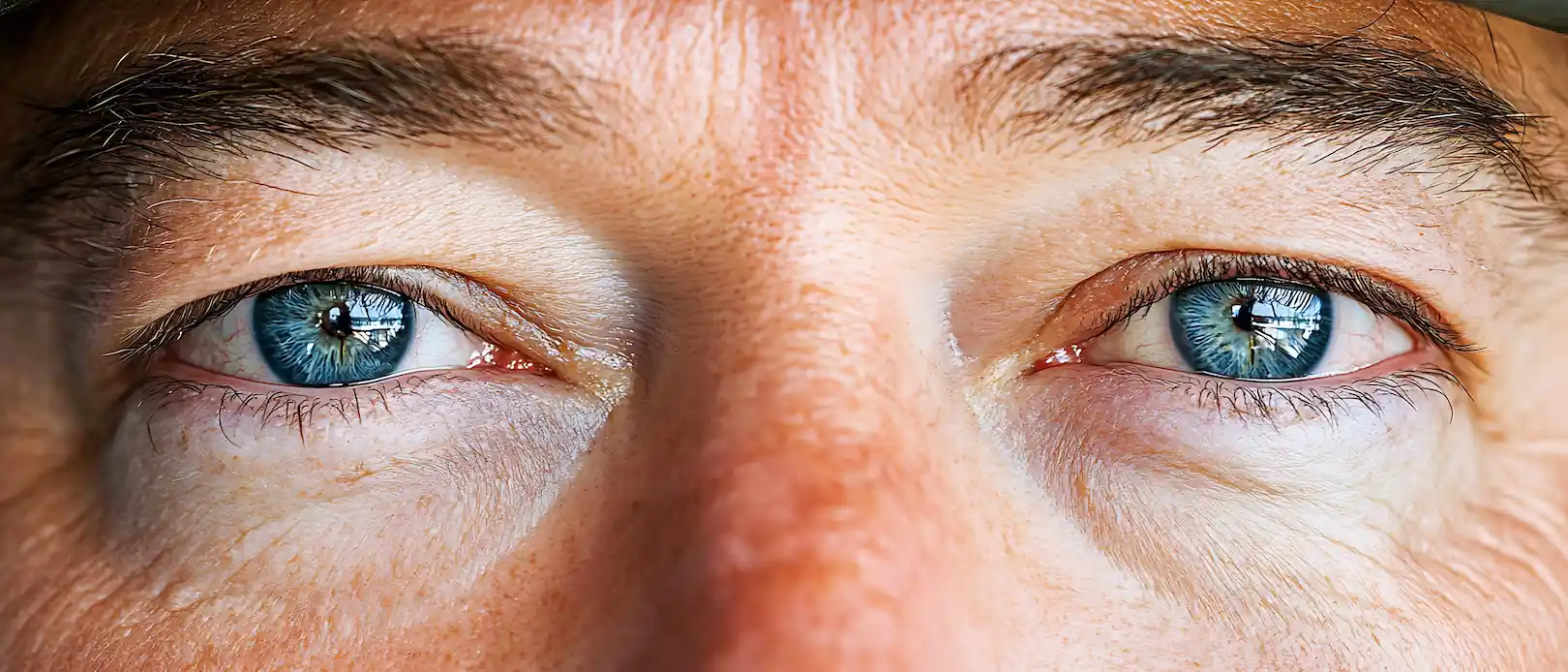 blue eyes of 50-60 year old man