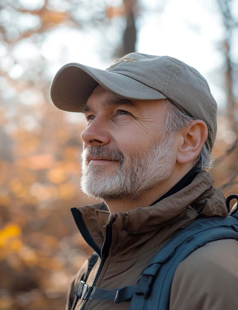 mature healthy man hiking